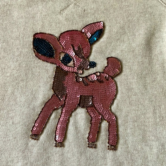 Ladies Pink Sequin Bambi Crewneck Sweater Size M Disney - Picture 3 of 5
